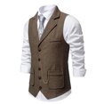 thumbnail image 4 of EGNMCR Tank Tops Men Men Solid Fashion Have Pockets Button Turn-down Collar Tanks Tops Blouse, 4 of 9