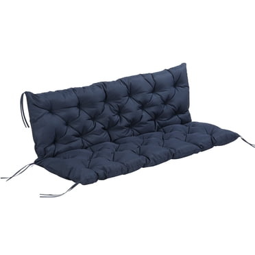 Outsunny Coussin de Balançoire de Porche Coussin de Banc de Jardin avec Dossier, Coussin Antidérapant 3 Places, Tapis Doux, Remplacement de Tapis de Chaise Balançoire pour Intérieur et Extérieur, 59.1 Pouces x 38.6 Pouces, Bleu Foncé
