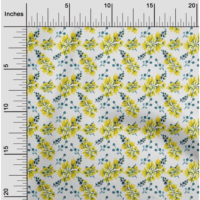 oneOone Polyester Spandex Yellow Fabric Florals Sewing Material Print Fabric By The Yard 56 Inch Wide-X6S
