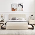 thumbnail image 2 of VECELO Full Upholstered Platform Bed Frame with 4 Storage Drawers and Adjustable Headboard, Wooden Slats Support, No Box Spring Needed, Beige, 2 of 7