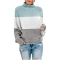 thumbnail image 1 of EGNMCR Chandails pour Femmes Hiver Femmes Tricot Couleur Assortie Col Rond Ample Décontracté Hauts de Chandail, 1 of 7