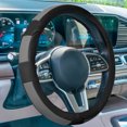 thumbnail image 3 of FH Group FH2002-GRAYBLACK Deluxe Full Grain Authentic Leather Steering Wheel Cover- GRAYBLACK, 3 of 5