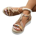 thumbnail image 1 of Sandales à Plateforme Bohèmes pour Femmes, Robe, Plage, Décontractées, Espadrilles en Lin, Talon Compensé Épais, Slingback, Été, 1 of 7