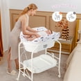 thumbnail image 2 of Babyjoy Table à Langer pour Bébé avec Baignoire, Station à Couches Pliable et Portable avec Roues Blanc, 2 of 9