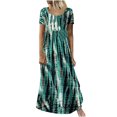 thumbnail image 1 of VEKDONE Liquidation 2025 Robe Longue Maxi Ample à Manches Courtes pour Femme Grande Taille Été Becah Décontractée Taille Empire Robe Fluide, Robes Hawaïennes pour Femmes, 1 of 7