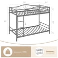 thumbnail image 2 of Bunk Bed Twin Over Twin with Ladder & Full Safety Guardrail, Heavy Duty Metal 400 LBS Weight Capacity, Space-Saving Design, Noise Free & No Box Spring Needed, Easy Assembly, 2 of 7