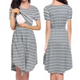 thumbnail image 2 of Leutsin Jupe Longue à Rayures à Manches Courtes pour Femme Allaitement Grossesse Allaitement Longue Robe, 2 of 8