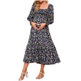 thumbnail image 2 of PEZHADA Mode d'Automne pour Femmes,Vêtements de Maternité pour Femmes,Robe Longue Décontractée et Aguichant pour Femmes Enceintes avec Petite Impression Florale en Mousseline à Col et Manches Longues, 2 of 5