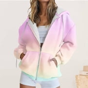 Amzcrzy Hoodies for Women Long Sleeve Shirts for Women Women's Casual Printed Zippered Long Sleeved Hooded Sweatshirt Jacket Top Pullover Hoodie Women's Sweatshirts and Hoodies Zip Up Hoodie 2XL