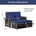 thumbnail image 3 of Gymax Causeuse en Rotin Ensemble Lit de Jour Salon Ottomane de Rangement Tables d'Appoint Ajuster Patio Bleu Marine, 3 of 5
