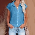 thumbnail image 1 of EGNMCR T-Shirts pour Femmes Mode T-Shirt à Manches Courtes pour Femme Col Rabattu Col Rond Bouton Décontracté Élastique Confortable Blouse Chemises, 1 of 6
