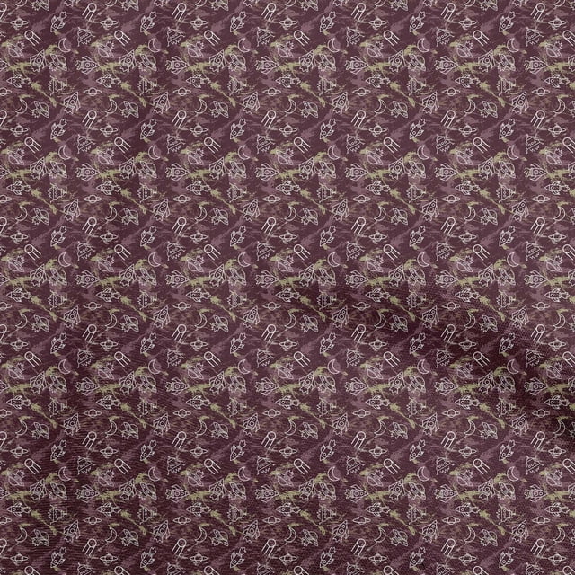 oneOone Polyester Spandex Maroon Fabric Galaxy Craft Projects Decor Fabric Printed By The Yard 56 Inch Wide