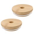 thumbnail image 1 of EIGTHTAIL 2 Pcs Easy to Clean Reusable Mason Jar Lids Bamboo Ball Jars with Straw Holes Simple, 1 of 6