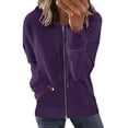 thumbnail image 2 of TIMIFIS Womens Long Sleeve Hooded Sweatshirt Hoodies Zip Up Track Jacket with Pockets-Purple-SFall, 2 of 5
