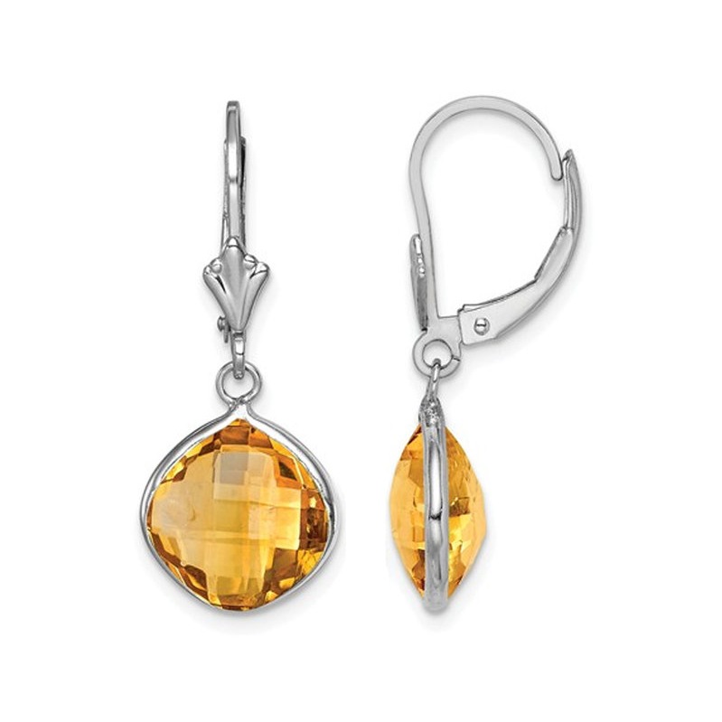 Boucles d'Oreilles Pendantes à Levier en Citrine Jaune 8.00 Carats en Argent Sterling