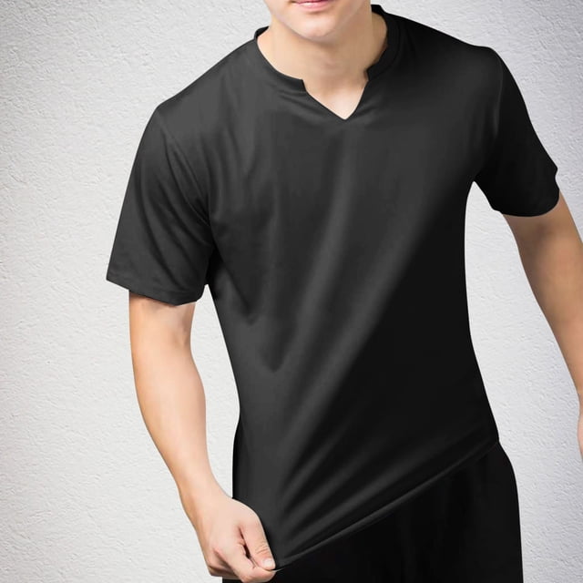 asjyhkr Gym T Shirts for Men V Neck Short Sleeve Stretchy Quick Drying Summer Basic Solid Tshirts