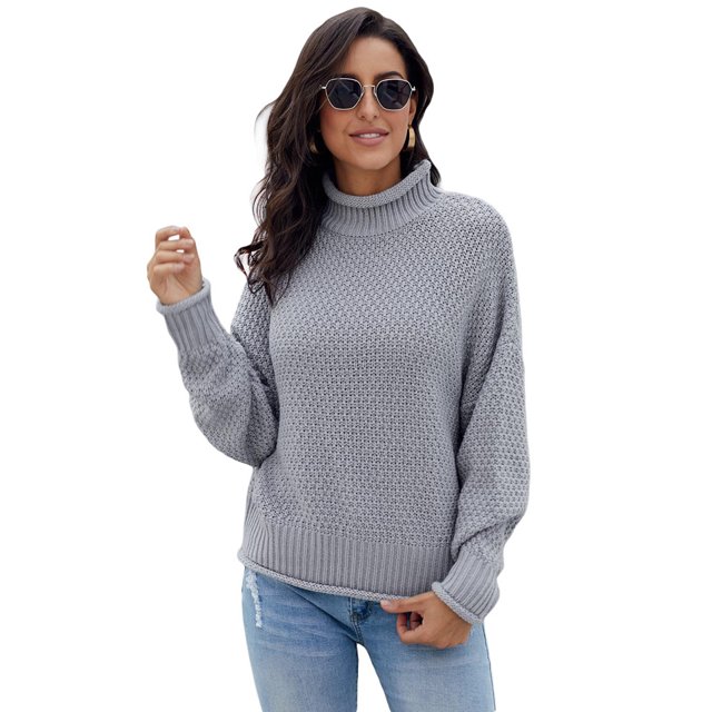 Women's Oversized Chunky Batwing Long Sleeve Turtleneck Sweater