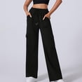 thumbnail image 2 of LLYwey Sales Clearance Fleece Sweatpants Women Ladies New Straight Tube Solid Color Multi Pocket High Waisted Drawstring Work Sweatpants Pants New Full Length Pants Trousers Regular Fitted Black XXL, 2 of 8