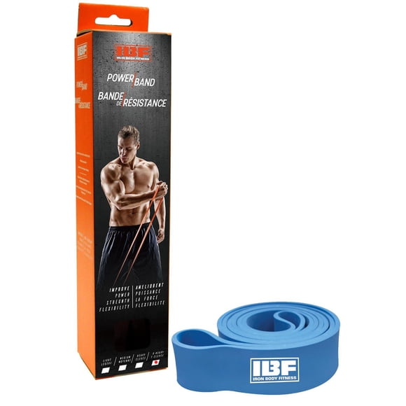 Iron Body Fitness Bande de résistance extra forte en latex, bande d’exercice en boucle, bleu