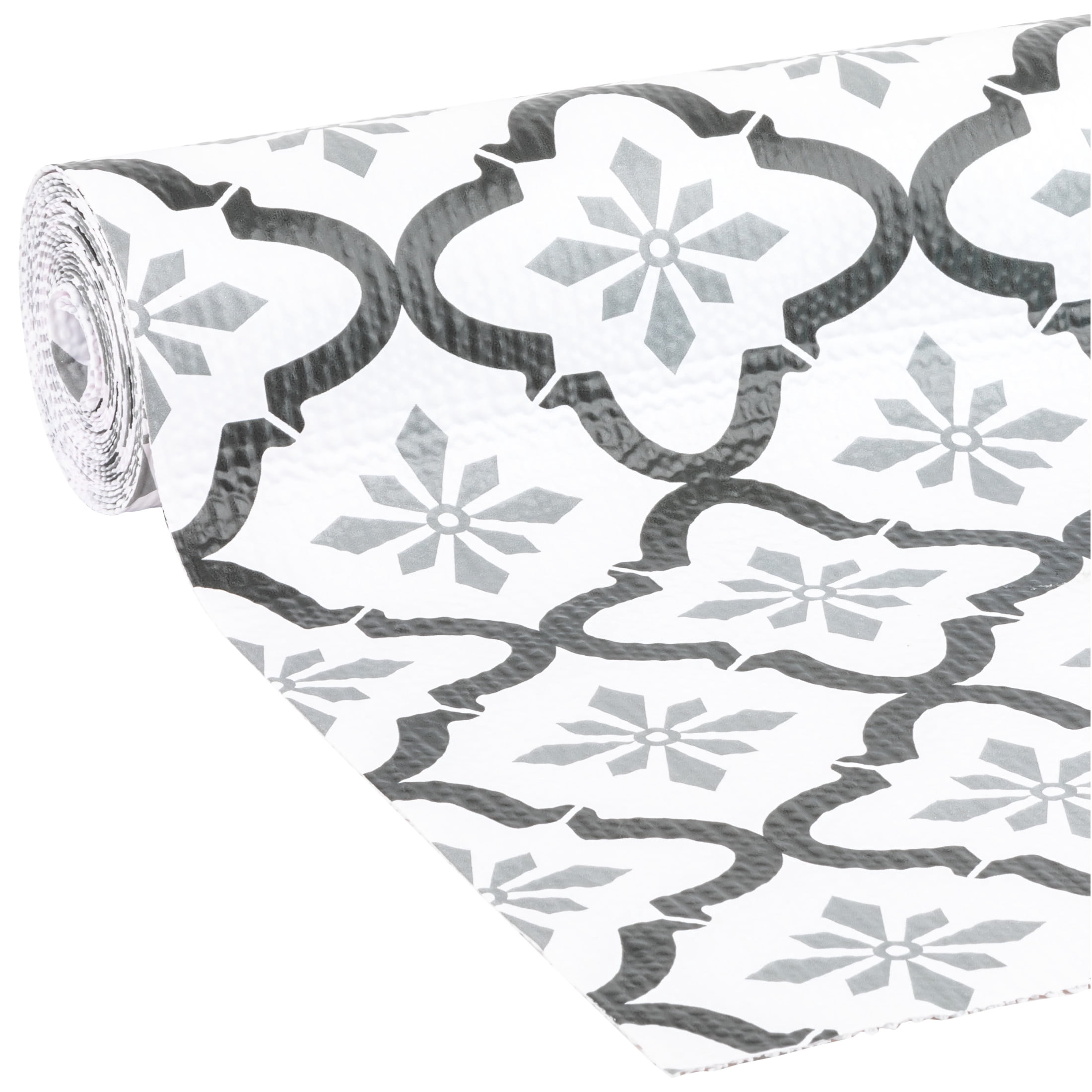 EasyLiner Smooth Top Shelf Liner, Grey Quatrefloral, 20 in. x 6 ft. Roll