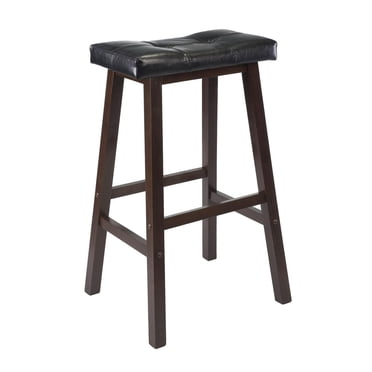 Winsome Mona Cushion Saddle Seat Bar Stool, Black & Walnut - 94069