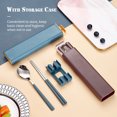 thumbnail image 2 of Mistaha Chopsticks Spoon Set With Case Long Handle Reusable Metal Stainless Steel Chopsticks Spoon Cutlery Set Korean Tableware Combinations Utensil for Travel Office Kitchen Restaurant, 2 of 7