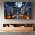 thumbnail image 3 of Spooky Scene Halloween Banner Gothic Theme Pumpkin Lantern Skeleton Design Cemetery Setting for Halloween Party Event Decor, 3 of 5