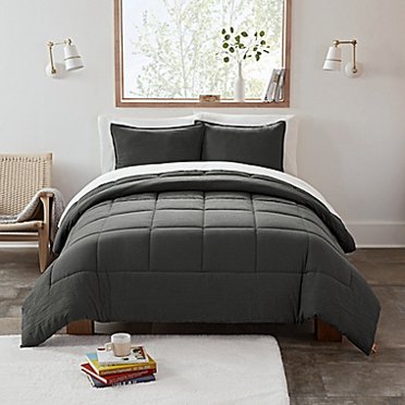 Ensemble de Douillette Réversible 3 Pcs pour Lit Double/grand Lit à Rayures Coucher de Soleil