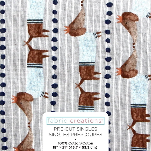 Fabric Creations Grey Dachshund Cotton Fat Quarter 45 × 53 cm (18 × 21 in)