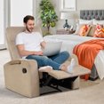 thumbnail image 3 of Costway Fauteuil Inclinable Fauteuil Simple Chaise Longue avec Rangement dans les Accoudoirs et Porte-Gobelet Brun, 3 of 10