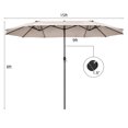 thumbnail image 4 of Patiojoy Parasol de Patio Double Face de 15 Pi, Parasol de Marché Extra-Grand pour l'Extérieur, Beige, 4 of 7