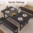 thumbnail image 3 of MIUUKA Extendable Dining Table Set for 4-6,Space-Saving Rectangle Kitchen Table with 2 Upholstered Benches,Sturdy Metal Frame, Ideal for Apartment, Dining Room, Small Spaces,Black, 3 of 8