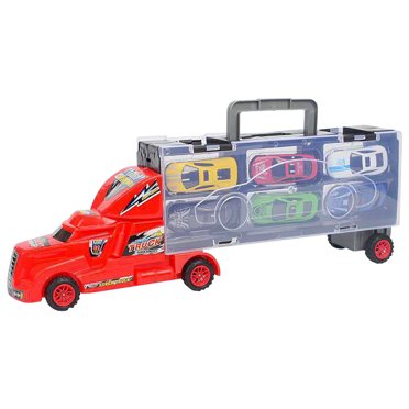 EGNMCR Grande Voiture de Transport Conteneur Transporteur Gros Camion Véhicules Jouets avec Voitures Moulées sous Pression Modèle Jouet Véhicule Inertiel Cadeaux d'Anniversaire pour Enfants