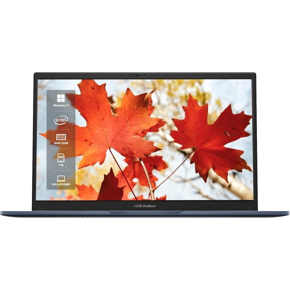 ASUS Vivobook Portable 14 Pouces FHD 1920 x 1080, Processeur Intel Core i3-1215U, 32 Go de RAM, SSD 1 To, Windows 11 Famille, Quiet Blue