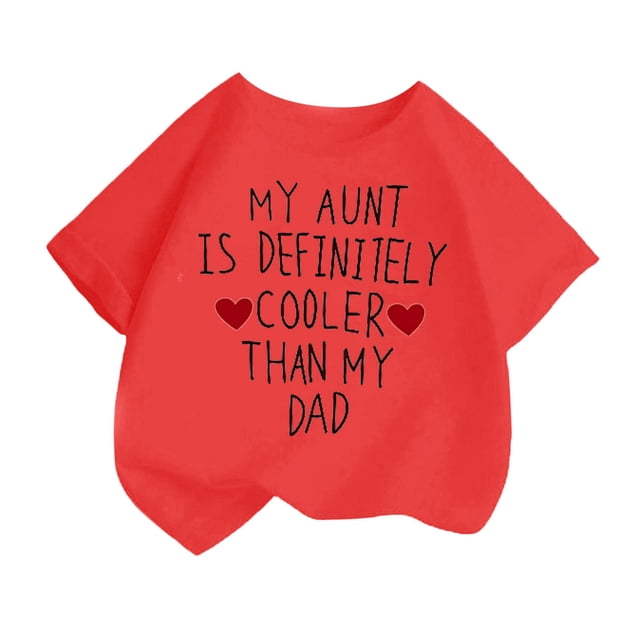 MEZZALL Filles Enfants Mignon Mode Imprimé Col Rond Manches Courtes Tee Été Ample Décontracté T-Shirt T-Shirts Hauts Adorable Tout-Petit Tenue Quotidienne, Rouge, 4-6 Ans
