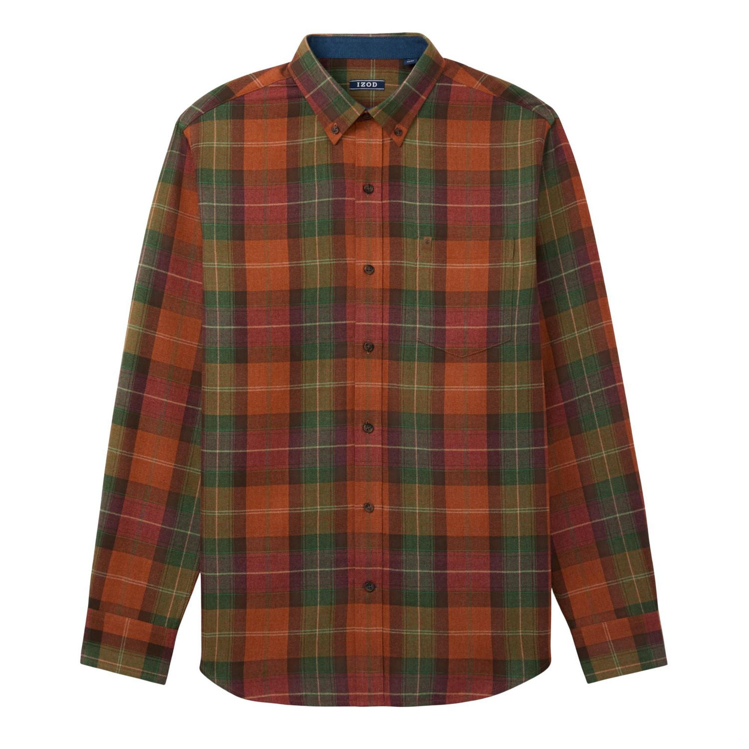 Izod Men's Stratton Flannel Long Sleeve Button Down Shirt, Sizes S-XXL
