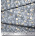 thumbnail image 3 of Soimoi Blue Silk Fabric Check & Floral Printed Craft Fabric by The Yard 42 Inch Wide, 3 of 3