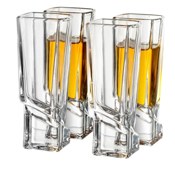 Carre Square Heavy Base Crystal Shot Glasses - 1.6 oz - Set of 4
