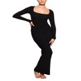 thumbnail image 1 of Robe Longue Moulante pour Femmes, Couleur Unie, Encolure Carrée, Longue Robe Taille Haute, Élégante, Soirée, Fête, Formelle, Ajustée, 1 of 7