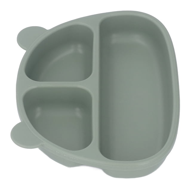 Suction Plate, Silicone Toddler Bear Shaped Baby Plate with Suction 3 Partition Design High Temperature Resistance Baby Plates for Dining Room, Kindergarten