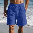 thumbnail image 1 of EOYWHK Men's Linen Shorts Elastic Waist Lounge Shorts Casual Solid Color Sleep Shorts with Drawstring Pockets, 1 of 6