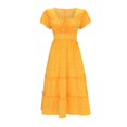 thumbnail image 4 of Ketyyh-chn99 Robes Femmes Jupes pour Femmes Vêtements Combinaisons Manches à Volants Shorts Robe Mini Jaune,P, 4 of 5