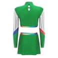 thumbnail image 4 of Aislor Femmes Manches Longues Bretelles Croisées Crop Tops & Jupe de Danse Uniforme de Cheerleading pour Adolescentes Vert P, 4 of 6
