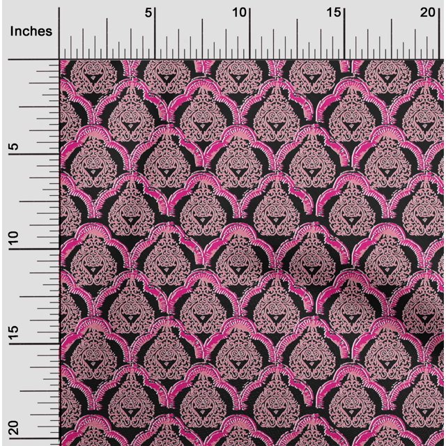 oneOone Georgette Viscose Fabric Damask & Floral Block Decor Fabric Printed BTY 42 Inch Wide