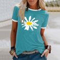 thumbnail image 2 of Pompotops Mode Femmes T-Shirt Imprimé Col Rond Manches Courtes Tee Décontracté Blouse, 2 of 4