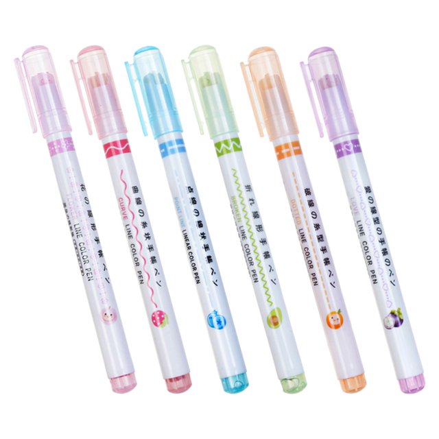 OUNONA 6Pcs Fluorescent Highlighters Assorted Color ABS for Friends School Project Reading Back to School