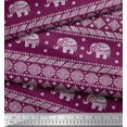 thumbnail image 3 of Soimoi Crepe Silk Fabric Aztec & Tribal Elephant Animal Print Sewing Fabric Yard 42 Inch Wide, 3 of 3