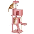 thumbnail image 1 of PawHut Arbre à Chat de 63 Pouces avec Poteaux à Griffer en Sisal, Condos, Rose, 1 of 10