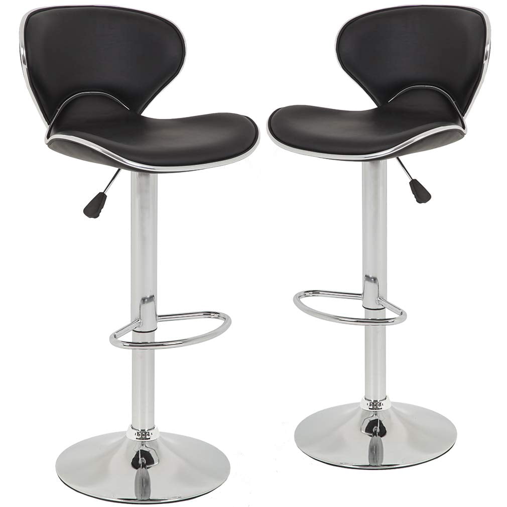Bar Stools Counter Height Adjustable Bar Chairs With Back Barstools Set of 2 PU Leather Swivel Bar Stool Kitchen Counter Stools Dining Chairs
