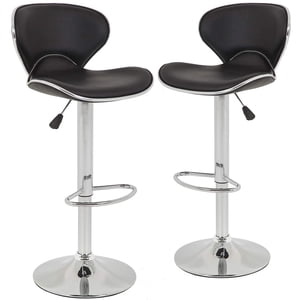 Bar Tabourets Tables de comptoir réglables en hauteur avec des barres arrière Set de 2 PU Tabourets en cuir pivotant Bar Tabouret de cuisine Contre-tabourets Chaises à manger